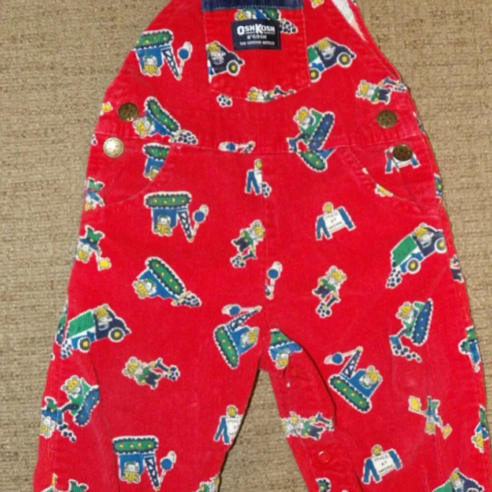 Osh Kosh B'Gosh 12 Months Vestbak Corduroy Bib Overall Construction Made in USA
